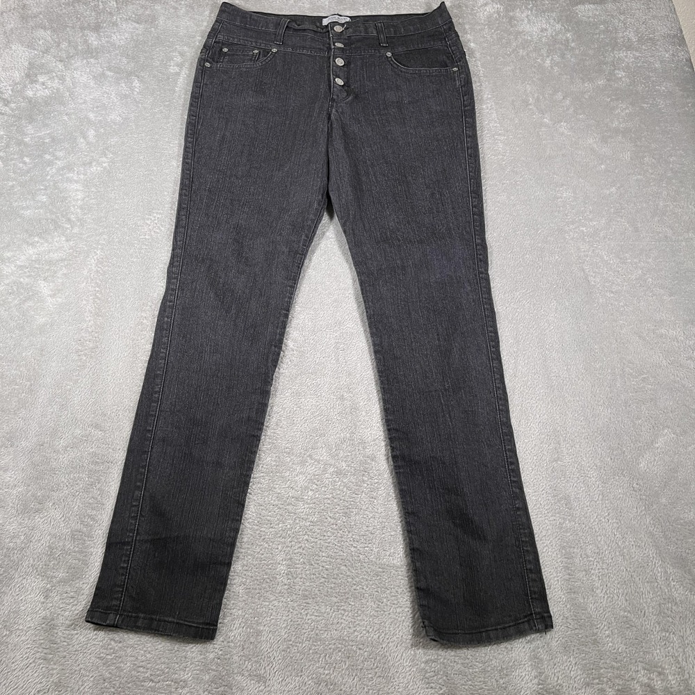 Judy‎ Blue Jeans Womens 15/32 Charcoal Black High Rise Straight Leg Button Fly
